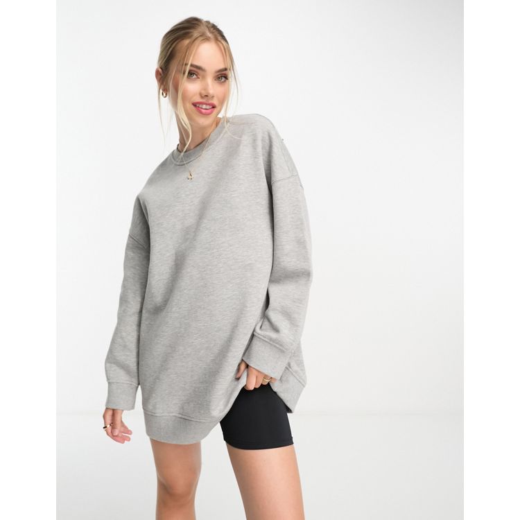 Monki long sleeve oversized sweater in light gray melange | ASOS