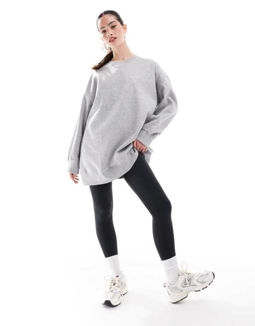 Monki long sleeve oversized sweater in light gray melange