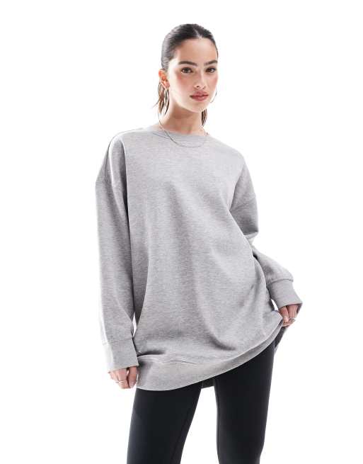 Monki long sleeve oversized sweater in light grey melange | ASOS