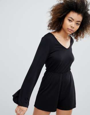 flared sleeve playsuit