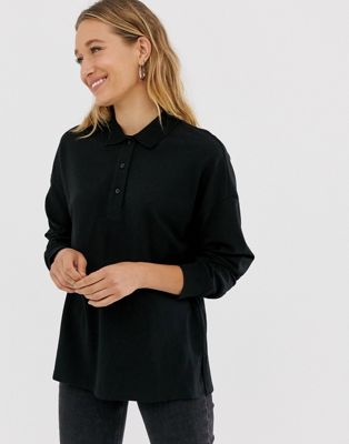 black long sleeve polo shirt womens