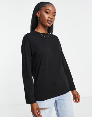 Monki long sleeve t-shirt in black