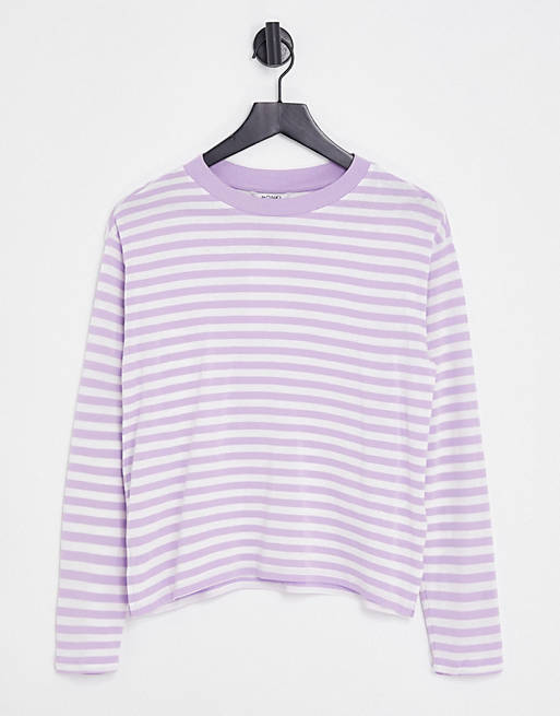 Monki long sleeve t-shirt in lilac stripe | ASOS