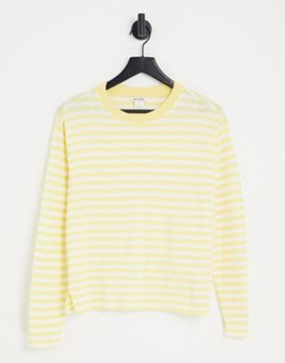 Monki long sleeve t-shirt in yellow stripe