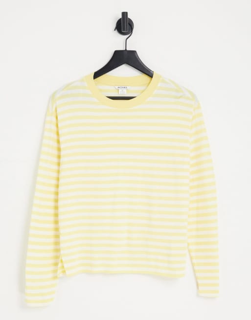 White and yellow 2025 striped long sleeve shirt