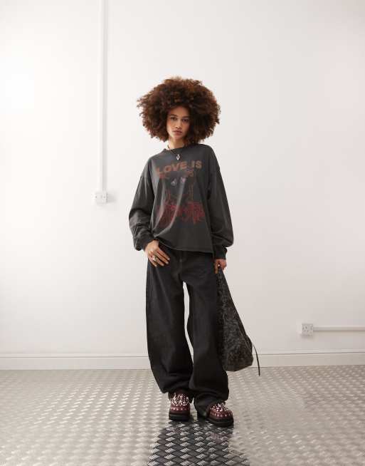 m*a様 *p(R)ojectR® Thinking Motif SS Tee Monki long sleeve t-shirt with love is hardcore print in