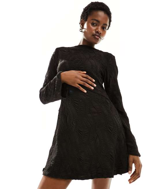 fitted lace wedding dress ZAPAKA Women Chiffon Maxi Formal Dress Pleated Mermaid Boat Neck Long Sleeves Black Tie Dress, Black / AU16