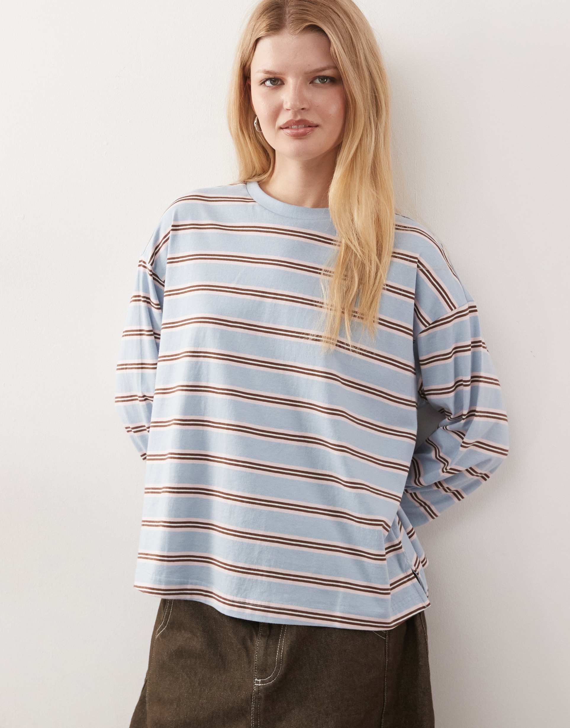 monki long sleeve top in blue stripe