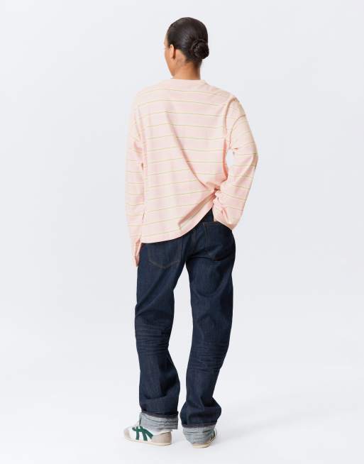 Monki long sleeve top in light pink stripe, 2 of 3
