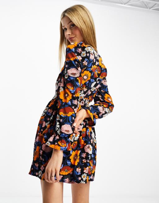 monki orange dress Monki satin belted midi shirt dress in orange