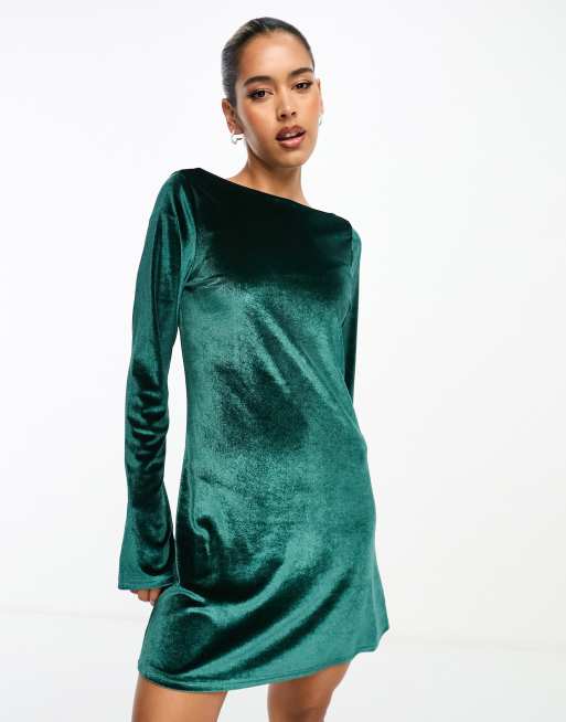 Long sleeve clearance short velvet dress