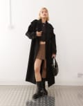 [Monki] Monki longline belted trench coat in black XL Black