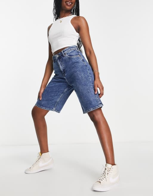 Longline store denim shorts