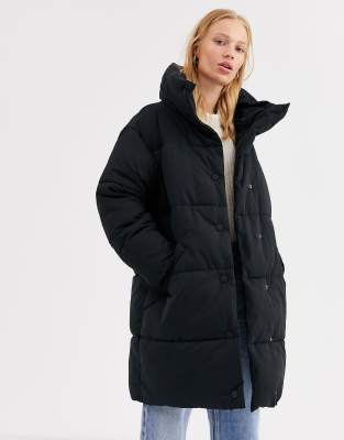 Monki Longline Puffer Jacket In Black Asos