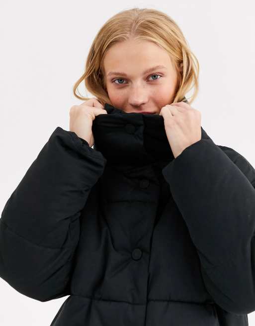 Monki puffer hot sale coat black