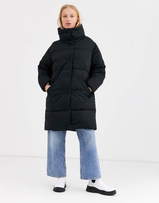 Monki black store puffer coat