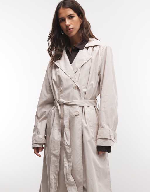 Monki longline trench coat in beige, 3 of 4