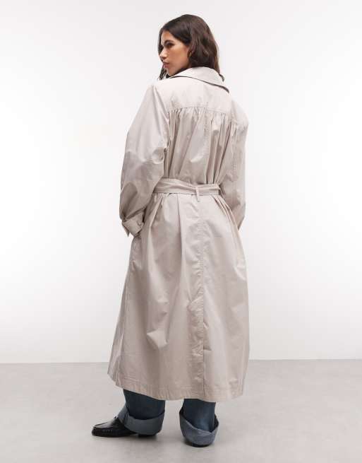 Monki longline trench coat in beige, 4 of 4