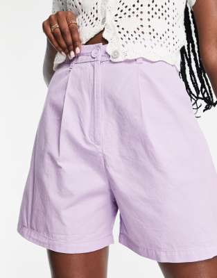 Monki longline wide leg bermuda shorts in pastel-Purple