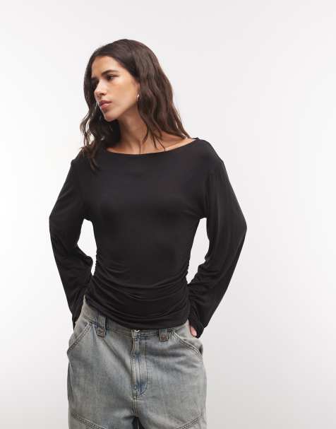 Monki Longsleeve-Top mit schulterfreiem Ausschnitt in Schwarz - view 1