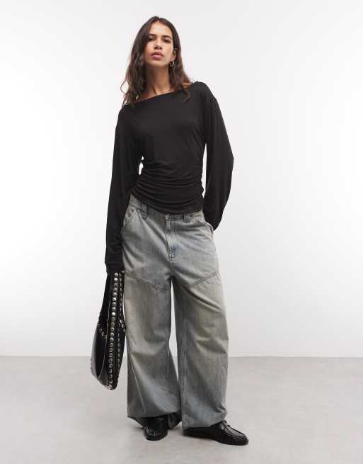 Monki Longsleeve-Top mit schulterfreiem Ausschnitt in Schwarz, 2 von 4