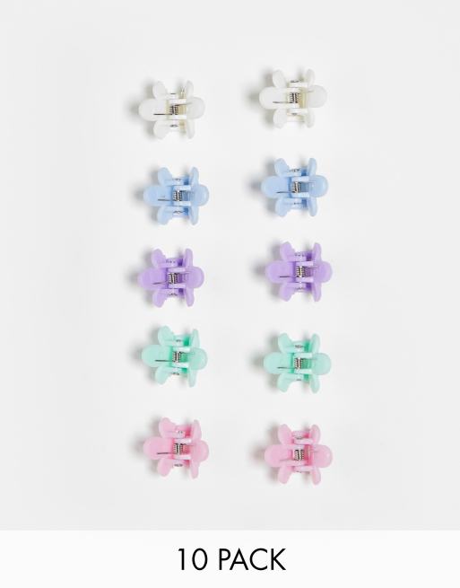 Monki - Lot de 10 pinces à cheveux fleurs - Pastel multicolore
