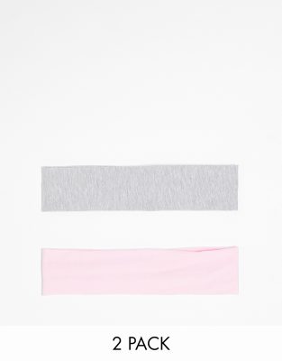 Monki - Lot de 2 bandeaux - Gris chiné/vert kaki