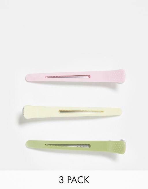 Monki - Lot de 3 pinces à cheveux - Pastel multicolore