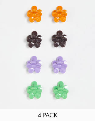 Lot De 4 Pinces à Cheveux Flamant Rose à Pois Noirs - Accessoire De Fête, Déguisement - 11