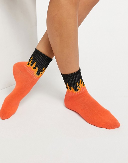 Monki Lotta cotton flame socks in orange
