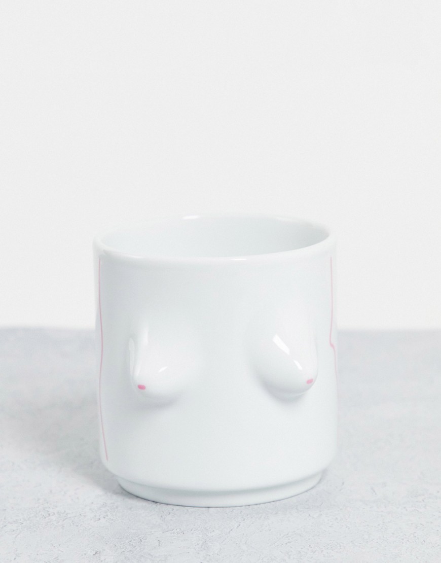 Monki Lou boob print pot in white