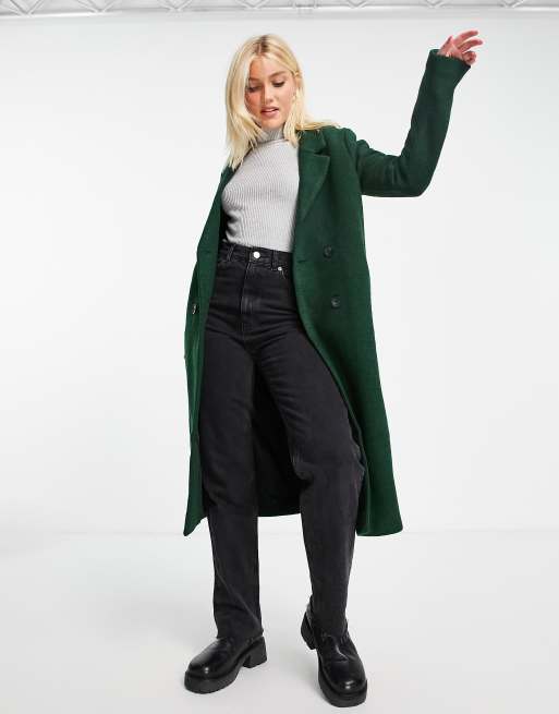 Monki - Lou - Cappotto taglio lungo sartoriale verde - MGREEN