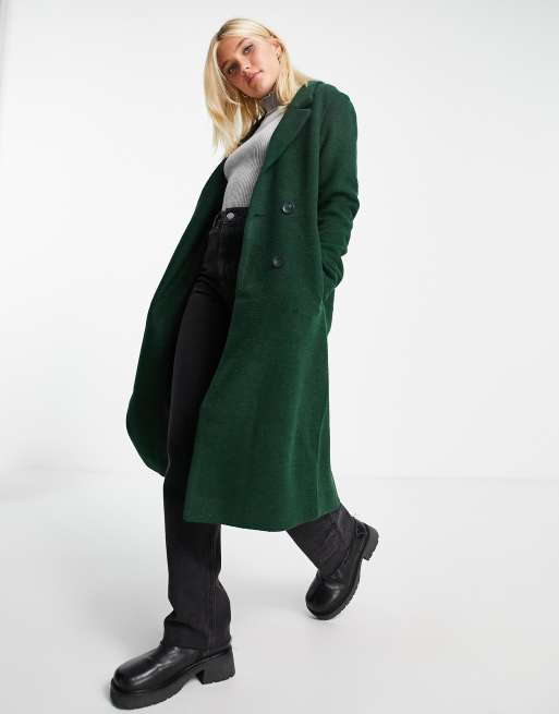 Monki – Lou – Eleganter, lang geschnittener Mantel in Grün - MGREEN, 3 von 4
