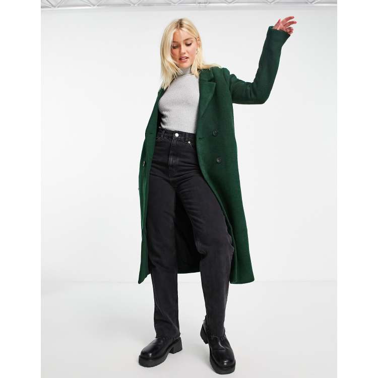 Monki Lou longline tailored coat in green MGREEN