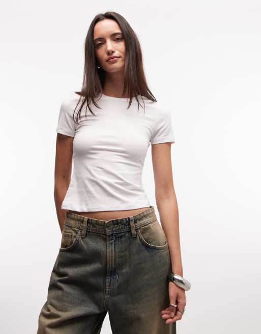 Monki Louie slim fit baby tee in white - WHITE, 2 of 4