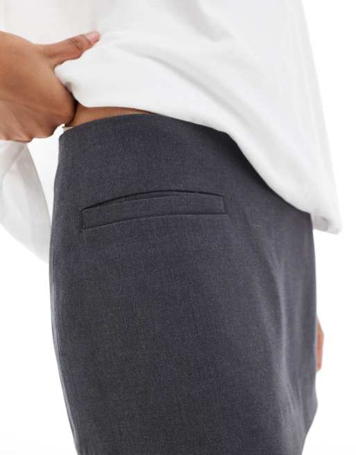 Monki low waist mini skirt with conceled pocket in gray | ASOS