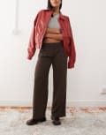 [Monki] Monki low waist tailored pants in brown 46 Brown