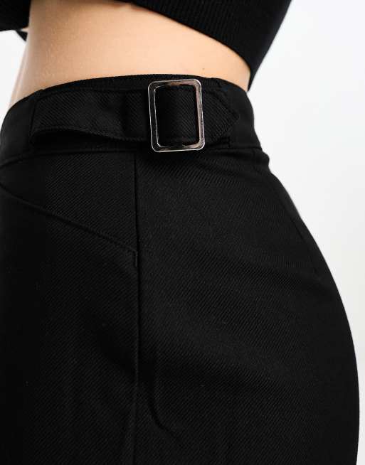 Monki drawstring waist pants in black