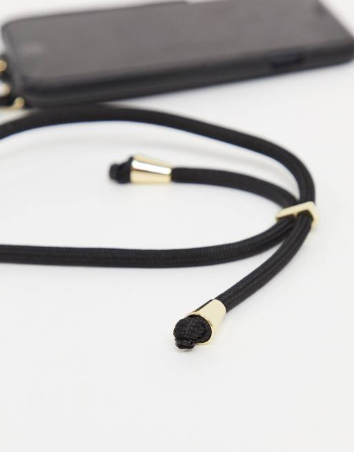 Monki Lulu vegan leather phone wallet necklace in black, 4 of 4