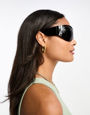Monki oversized sunglasses in black - ASOS Price Checker