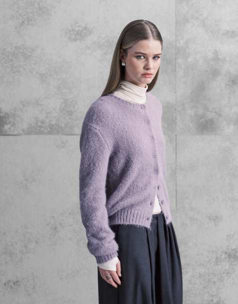 Monki - Lyslilla cardigan med knapper foran - view 1