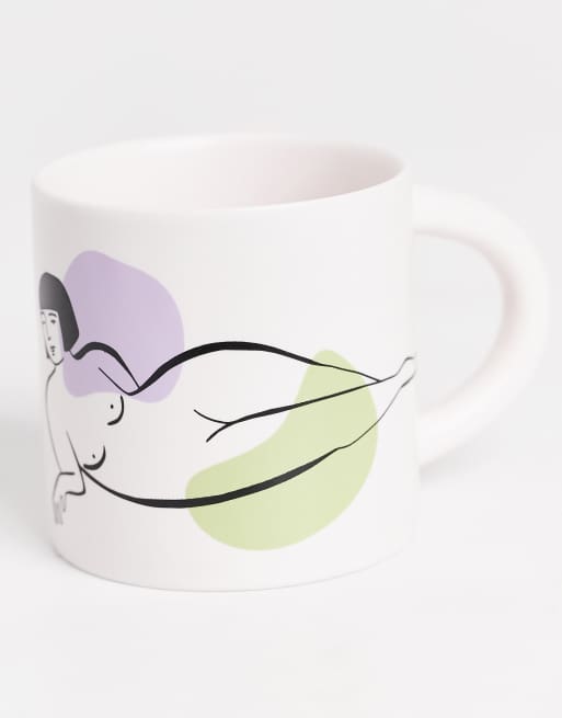 Monki - Macy - Mok met print van dame in gebroken wit