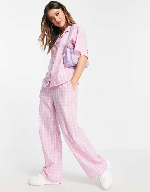 pink check pants
