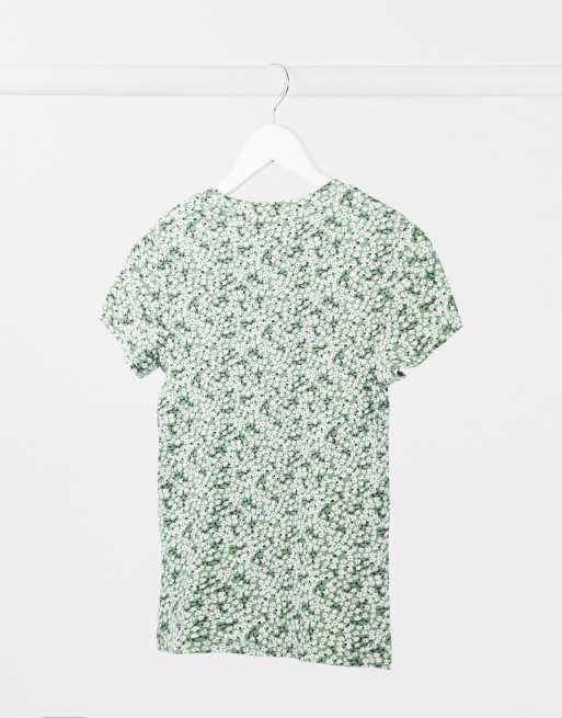 Monki Magdalena organic cotton floral print t shirt in green ASOS