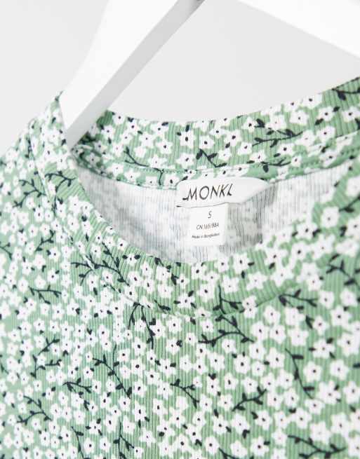 Monki Magdalena organic cotton floral print t shirt in green ASOS