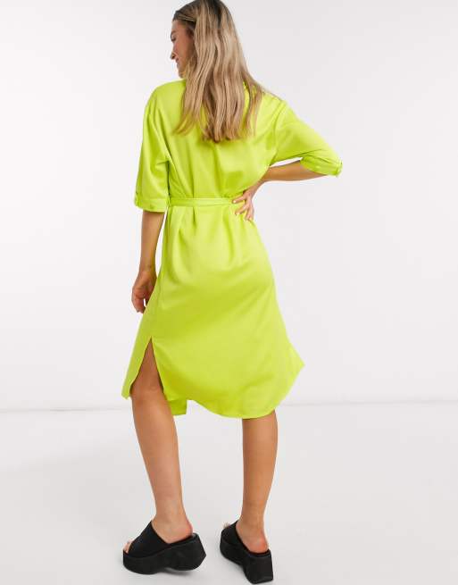 Neon green clearance shirt dress