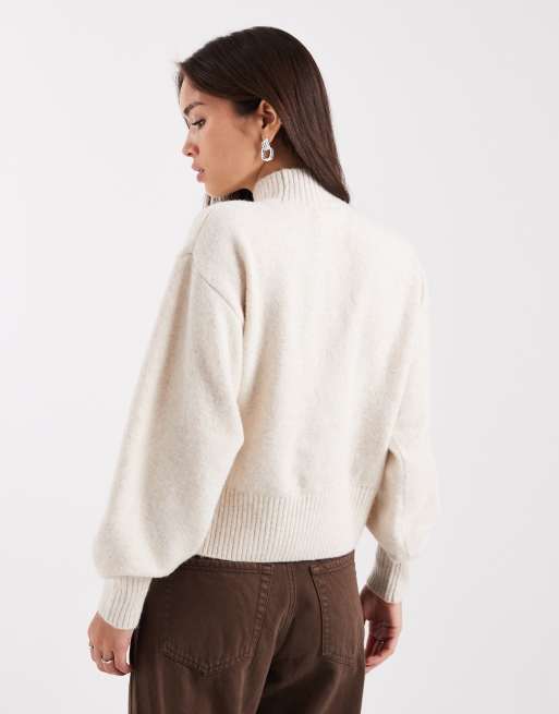 Monki - Maglione beige con collo alto, 4 di 4