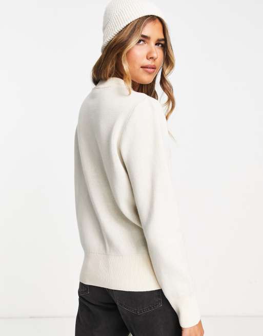 Monki - Maglione comodo in maglia bianco con motivo astratto, 3 di 4