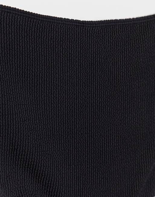 Monki Maj-Lis ribbed high waisted bikini bottom in black, 4 of 4