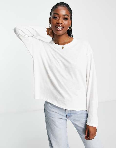 Monki – Maja – Biały T-shirt z długimi rękawami - view 1